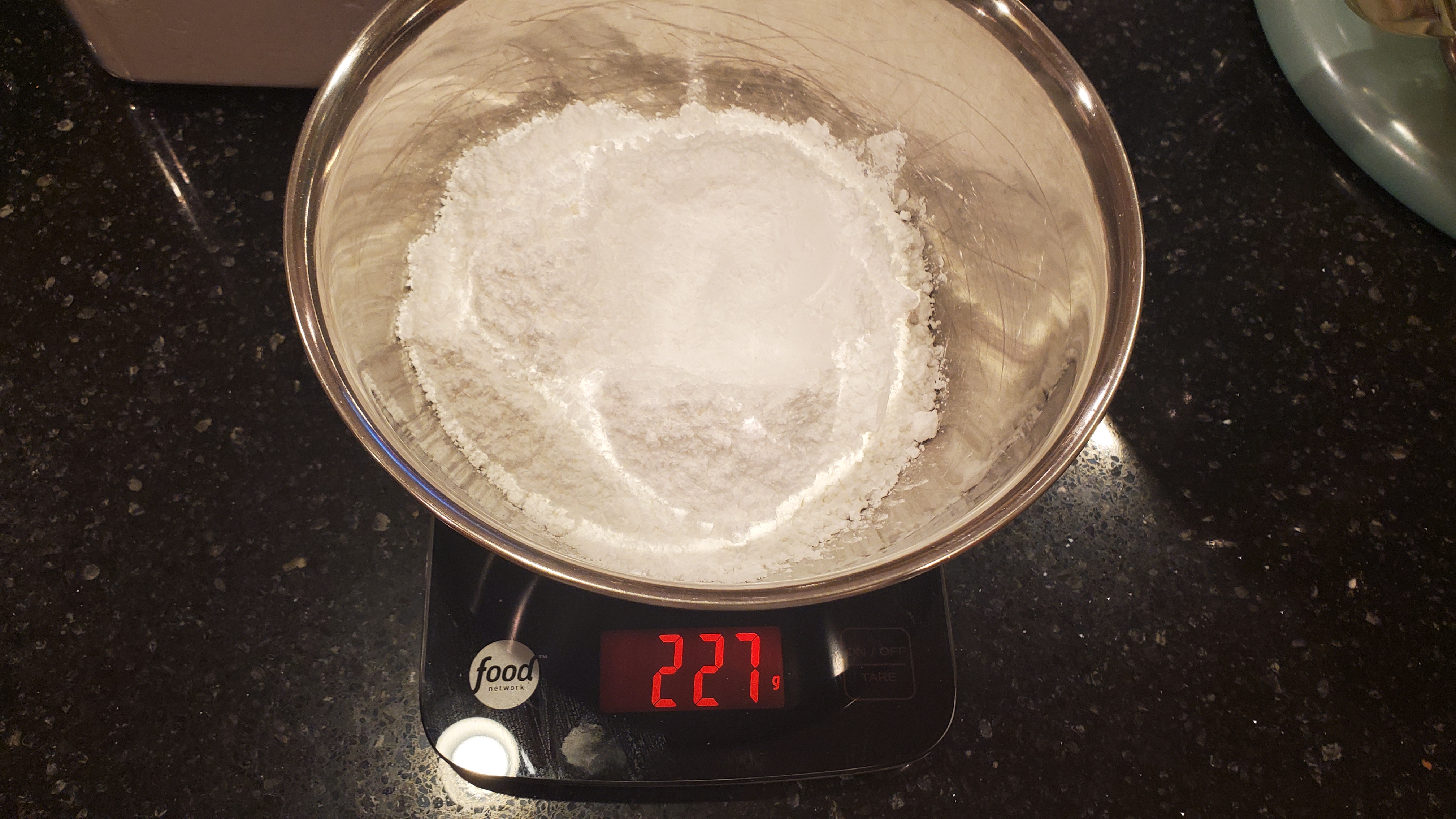 food network food scale weighing powdered sugar.