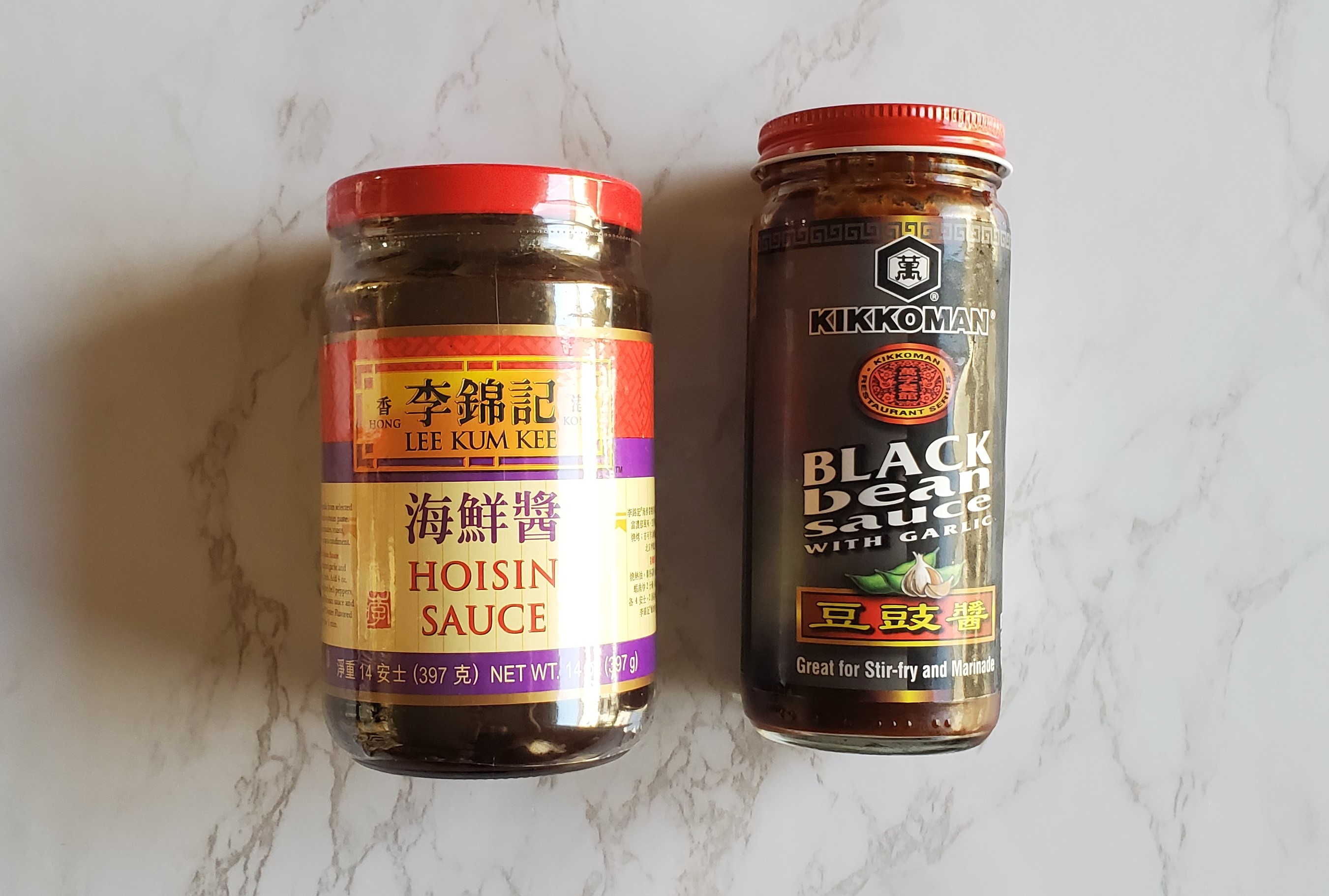 Lee Kum Kee Hoisin Sauce and Kikkoman Black Bean with Garlic Sauce.
